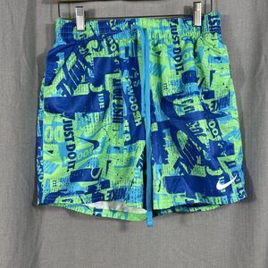 Nike Just Do It Swoosh Print Drawstring Volley Swim Shorts M‎ Green NESSA558-001